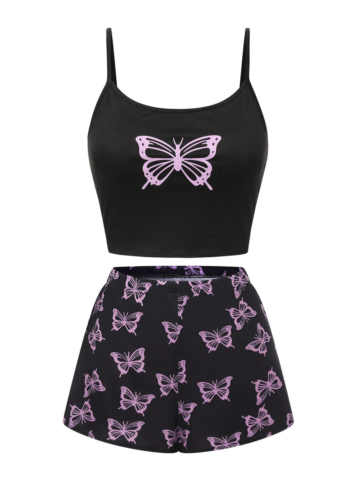 1970s Spaghetti Strap Butterfly Pajamas - Image 5
