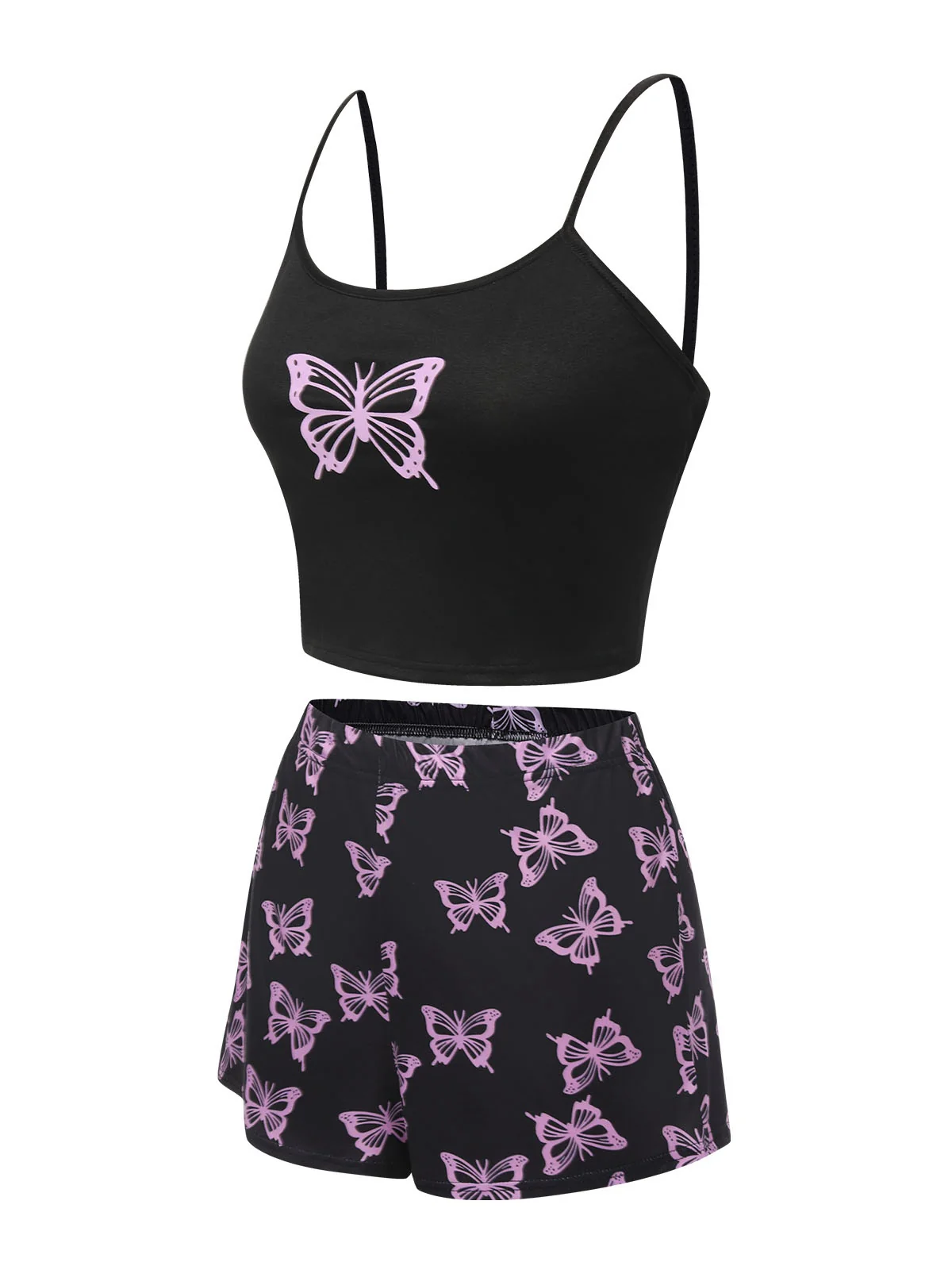 1970s Spaghetti Strap Butterfly Pajamas - Image 7