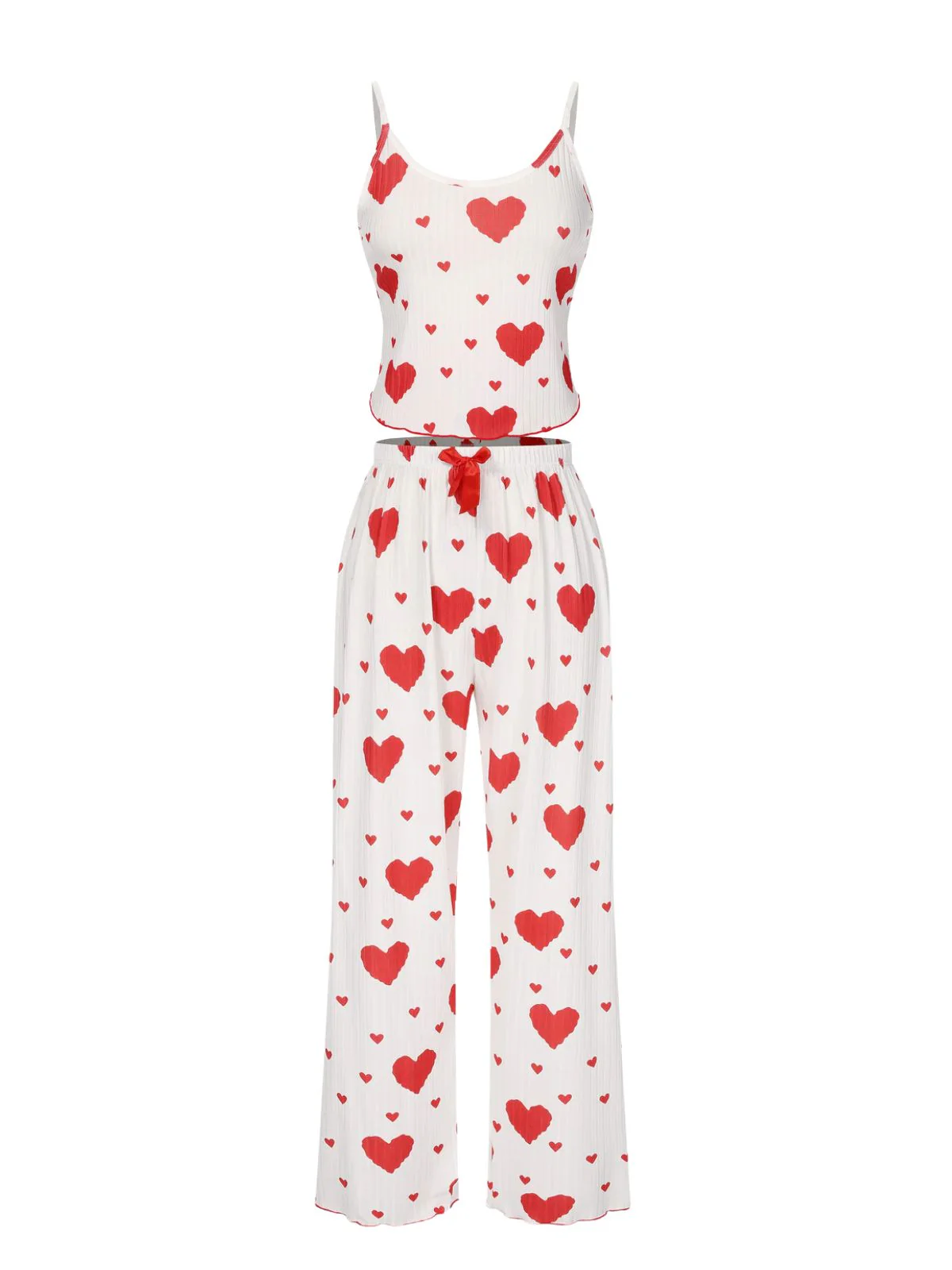 1970s Hearts Knit Spaghetti Strap Pajamas - Image 2