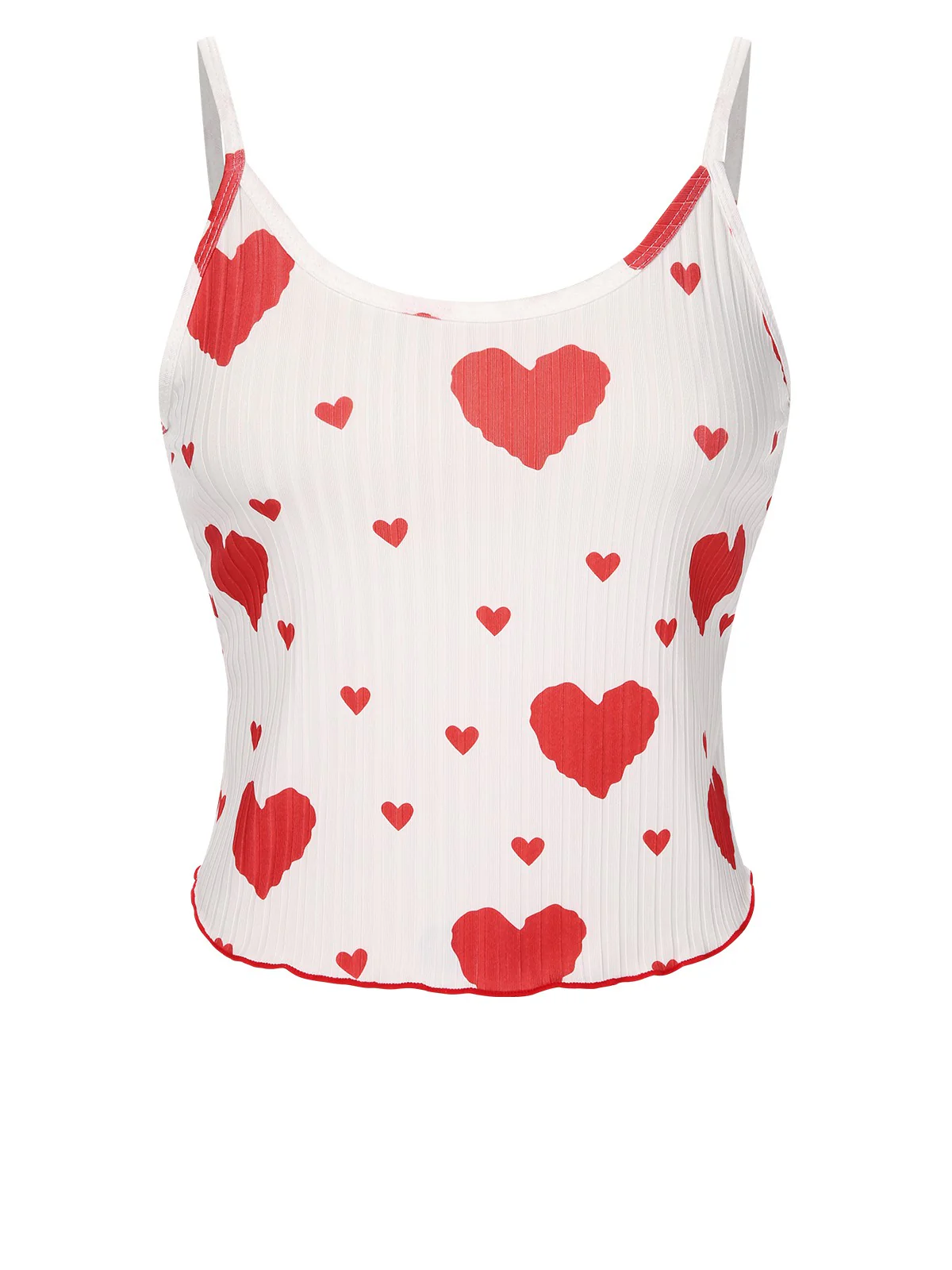 1970s Hearts Knit Spaghetti Strap Pajamas - Image 3