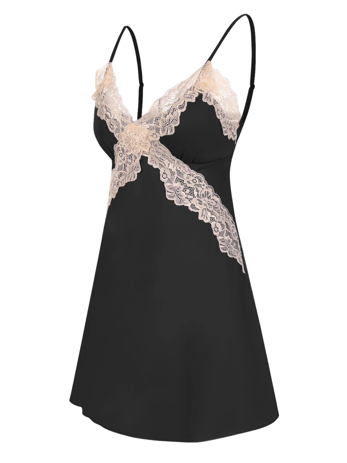 1970s Spaghetti Strap Lace Patchwork Nightgown - Image 2