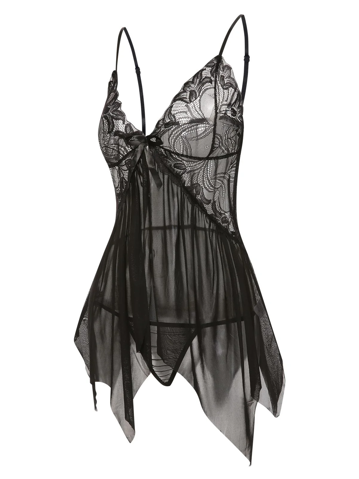 1970s Spaghetti Strap Lace Sheer Sleepwear - Image 2