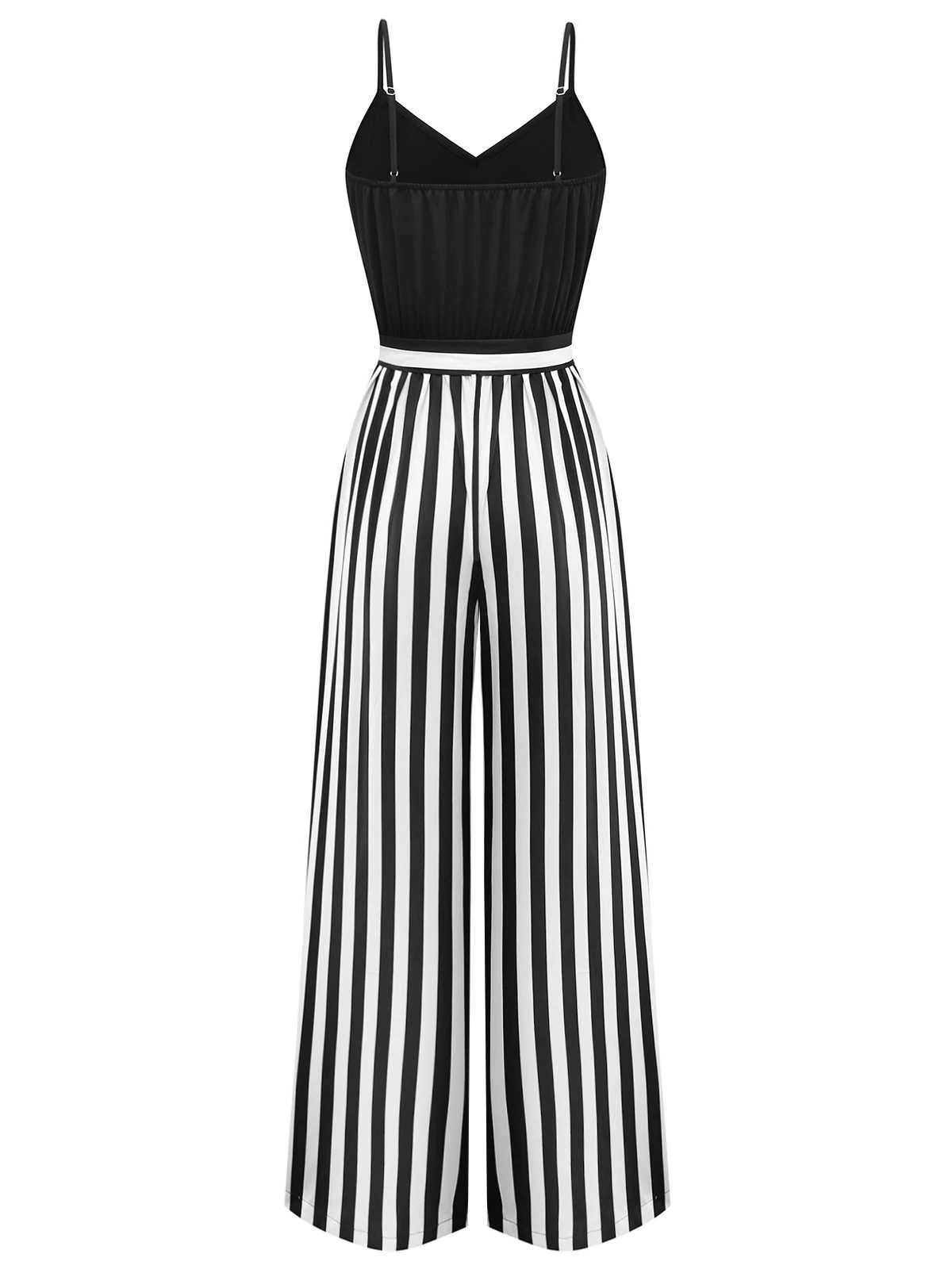 1970s Spaghetti Strap Striped Belted Jumpsuit - Image 2