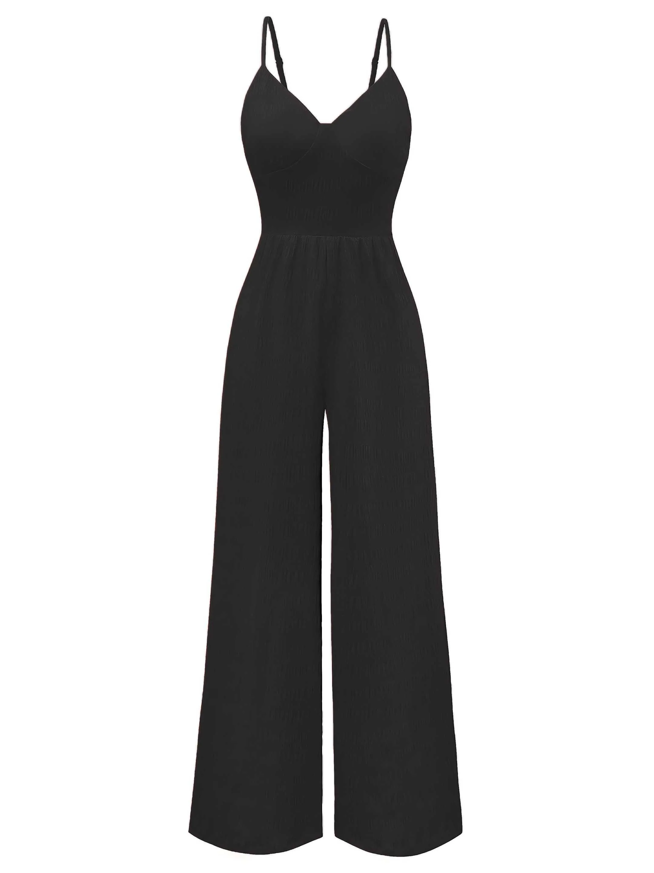 1970s Spaghetti Strap Textured Solid Jumpsuit - Image 6