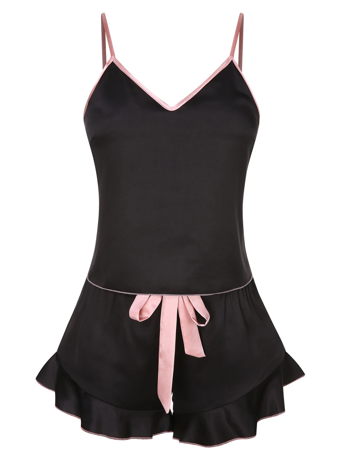 1970s Spaghetti Straps Satin Ribbon Pajamas - Image 10