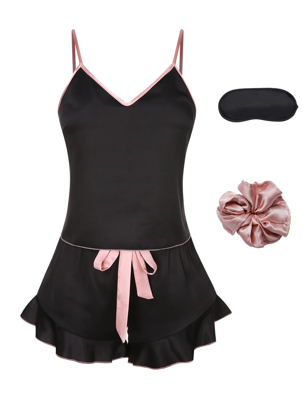 1970s Spaghetti Straps Satin Ribbon Pajamas - Image 9