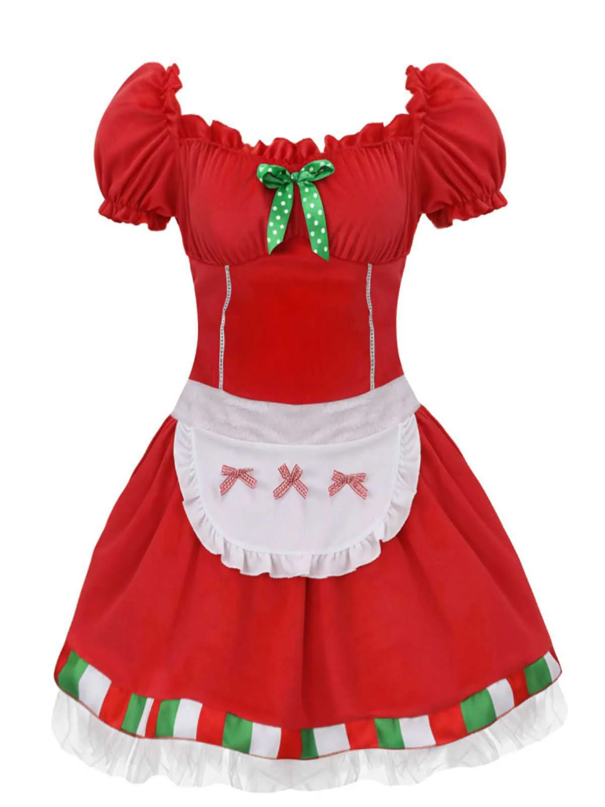 1970s Square Neck Christmas Bow Dress With Petticoat - Image 2