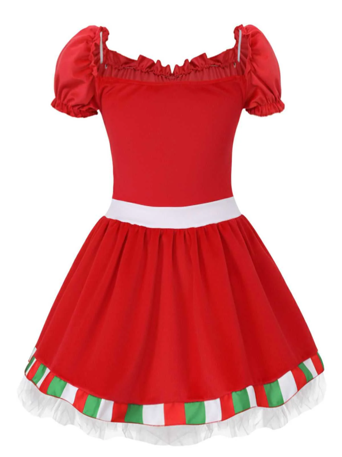 1970s Square Neck Christmas Bow Dress With Petticoat - Image 3