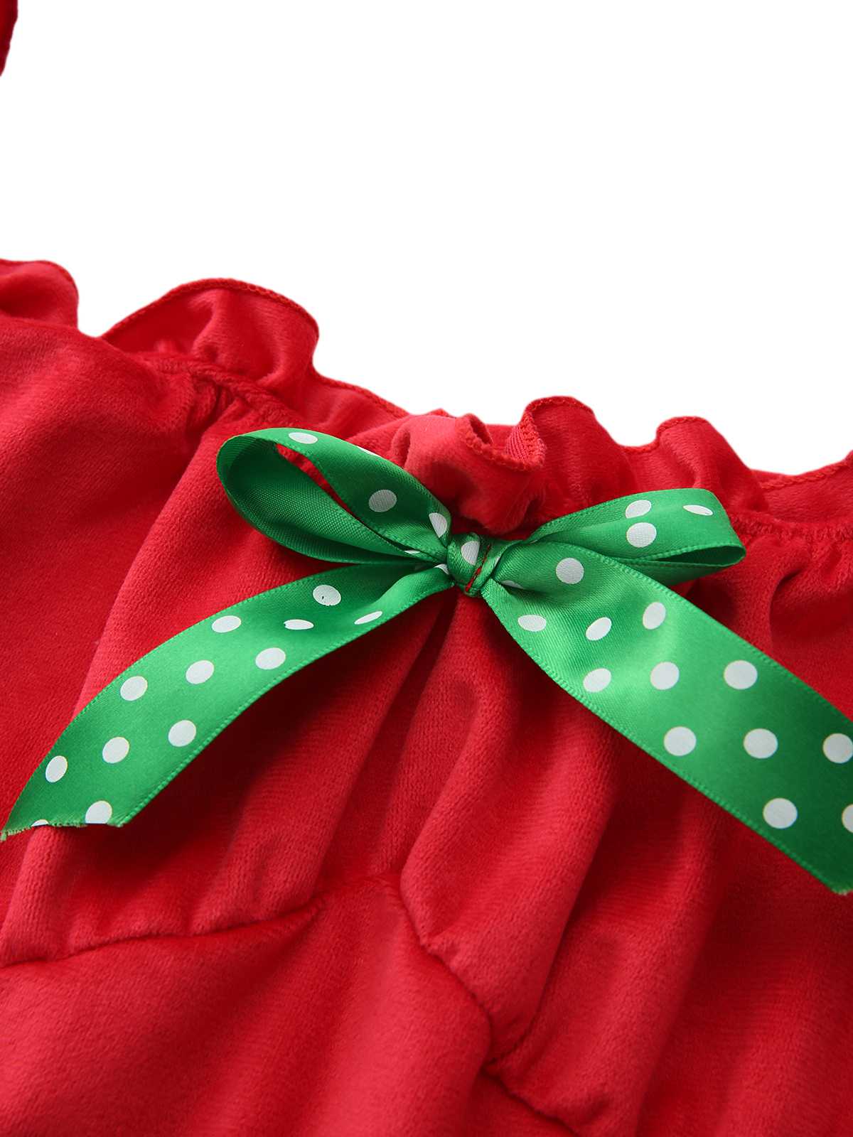 1970s Square Neck Christmas Bow Dress With Petticoat - Image 4