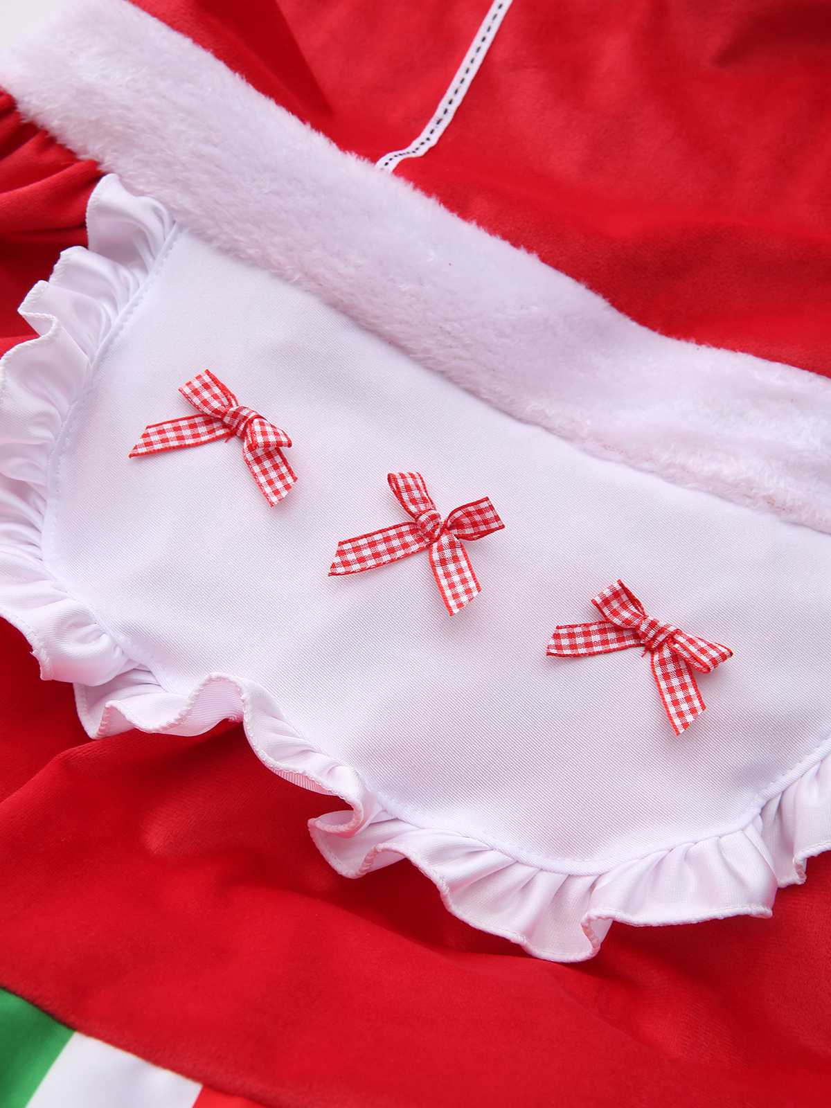 1970s Square Neck Christmas Bow Dress With Petticoat - Image 5