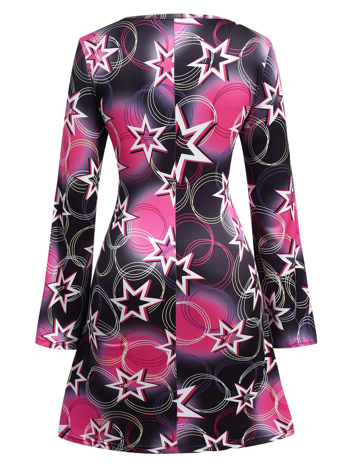 1970s Stars Disco Hippie Style Dress With Scarf - Image 5