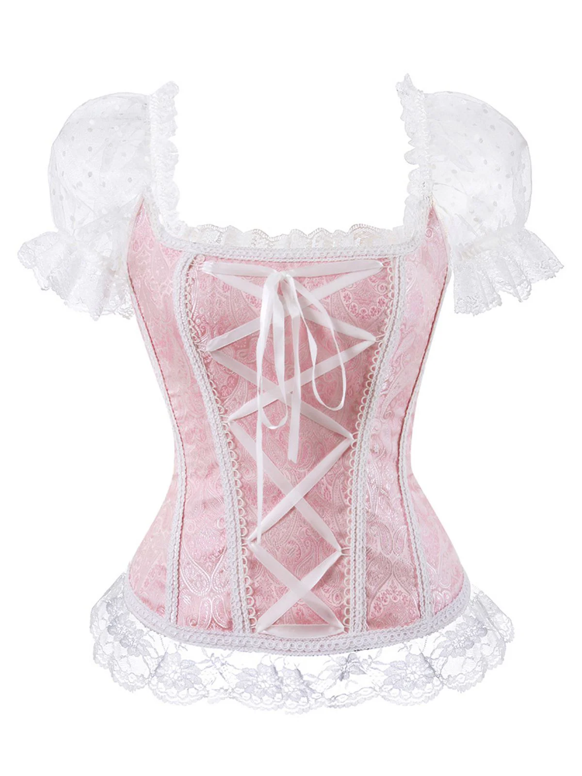 1970s Steampunk Lace Puff Bind Corset Top - Image 3
