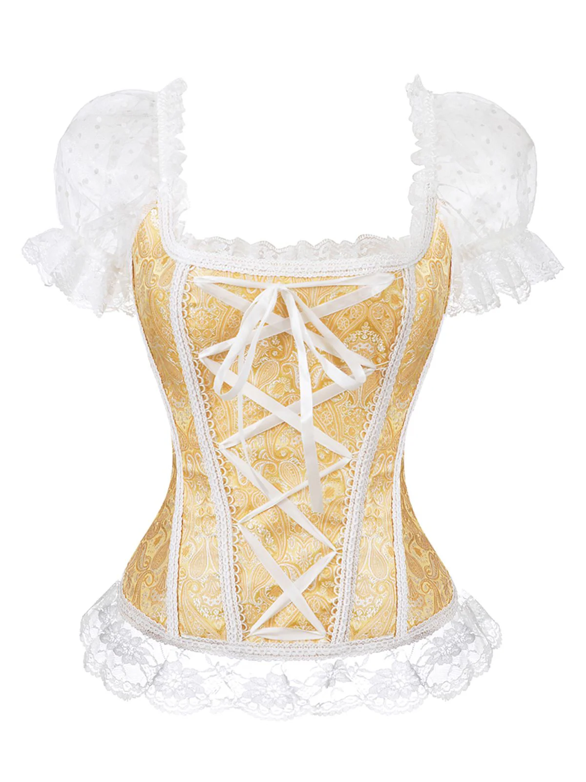 1970s Steampunk Lace Puff Bind Corset Top - Image 4