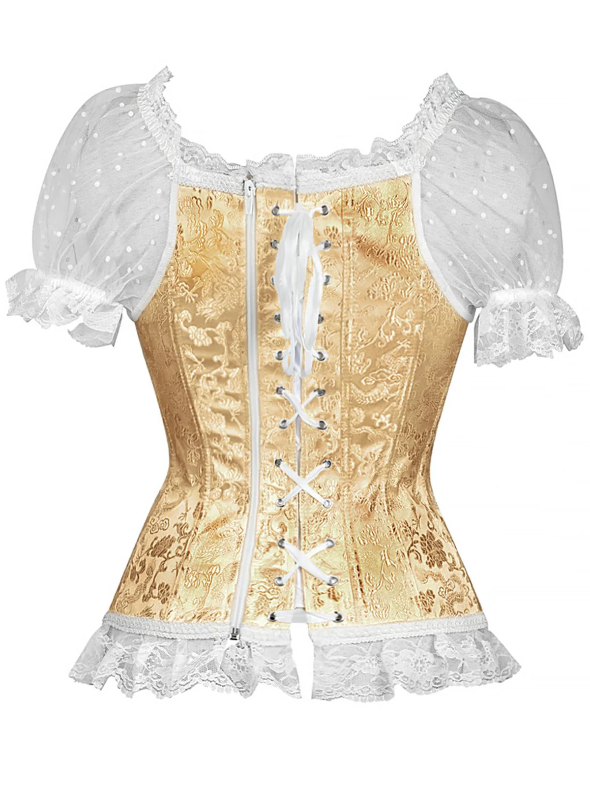 1970s Steampunk Lace Puff Bind Corset Top - Image 5