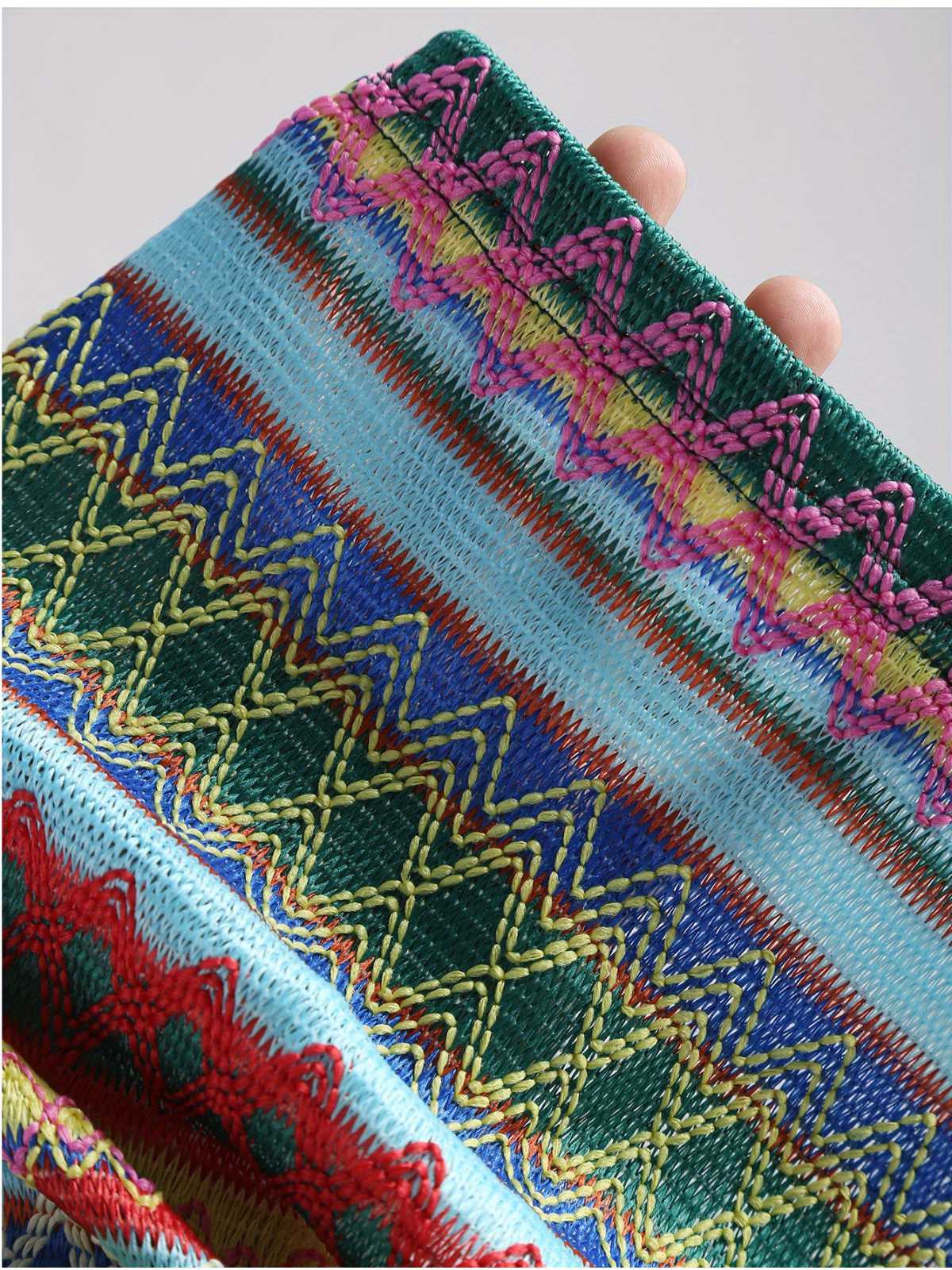 1970s Strap Colorful Stripes Lace-Up Boho Dress - Image 8