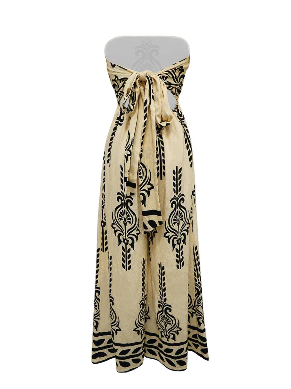 1970s Strapless Boho Tribal Printed Wide-Leg Jumpsuit - Image 2