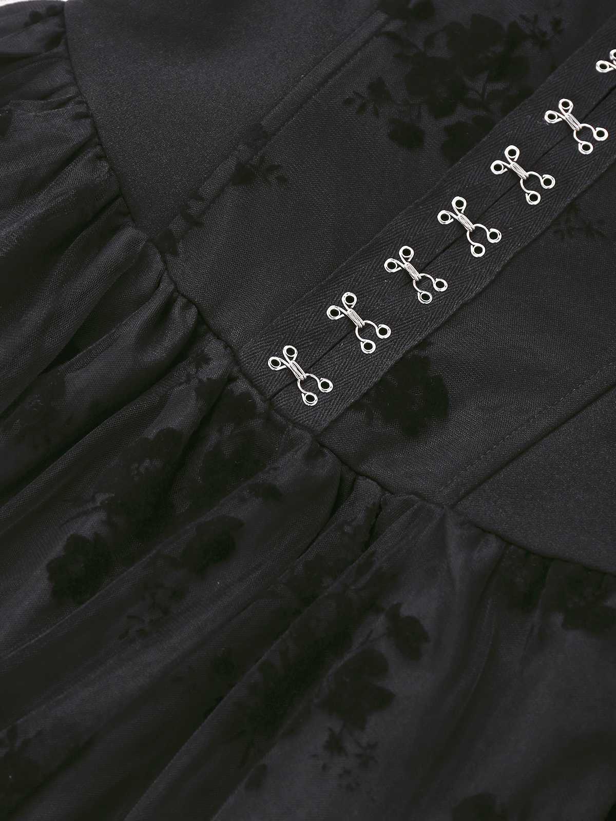 1970s Gothic Strapless Dark Bride Mesh Corset Dress - Image 3