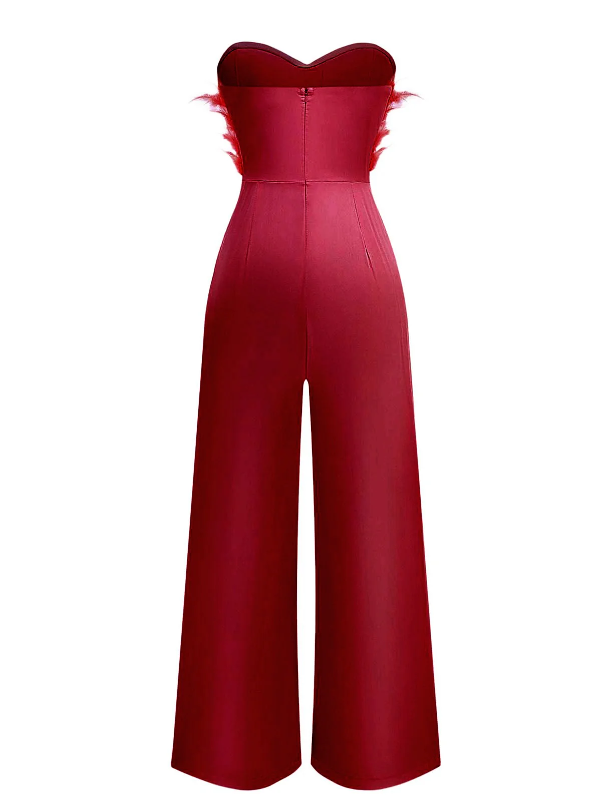 1970s Strapless Feather Solid Jumpsuit - Image 10