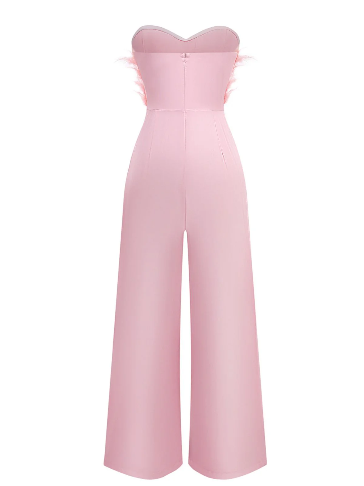 1970s Strapless Feather Solid Jumpsuit - Image 2