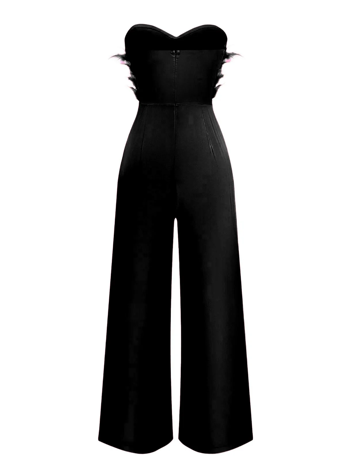 1970s Strapless Feather Solid Jumpsuit - Image 6