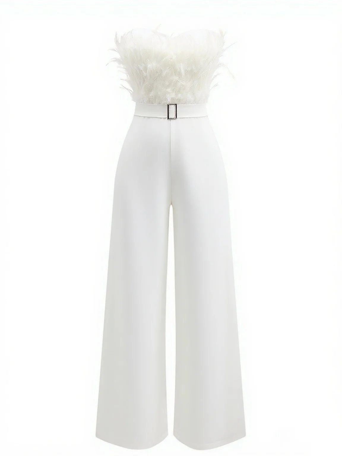 1970s Strapless Feather Solid Jumpsuit - Image 7