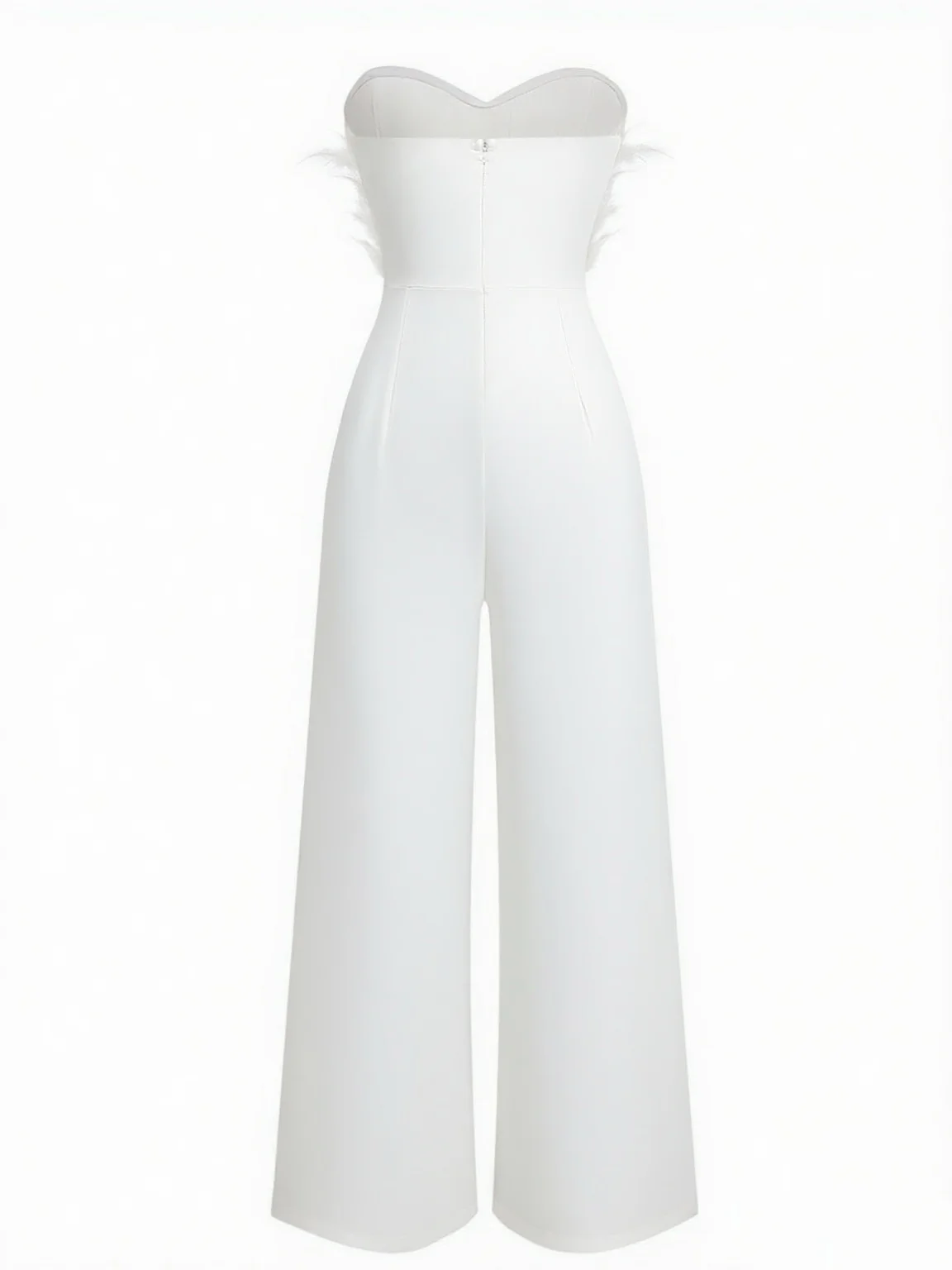 1970s Strapless Feather Solid Jumpsuit - Image 8