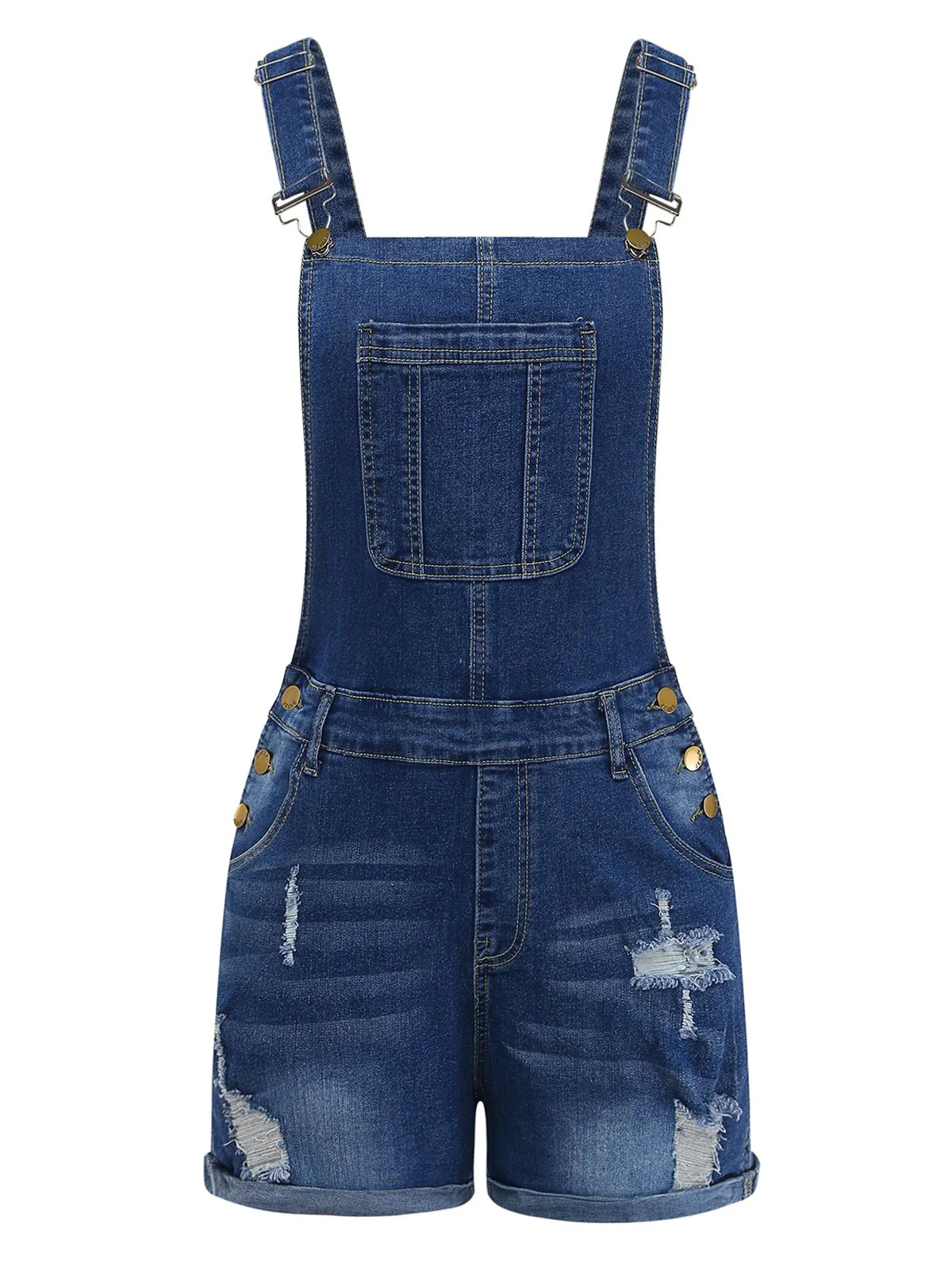 1970s Stretch Ripped Denim Overall Romper - Image 2
