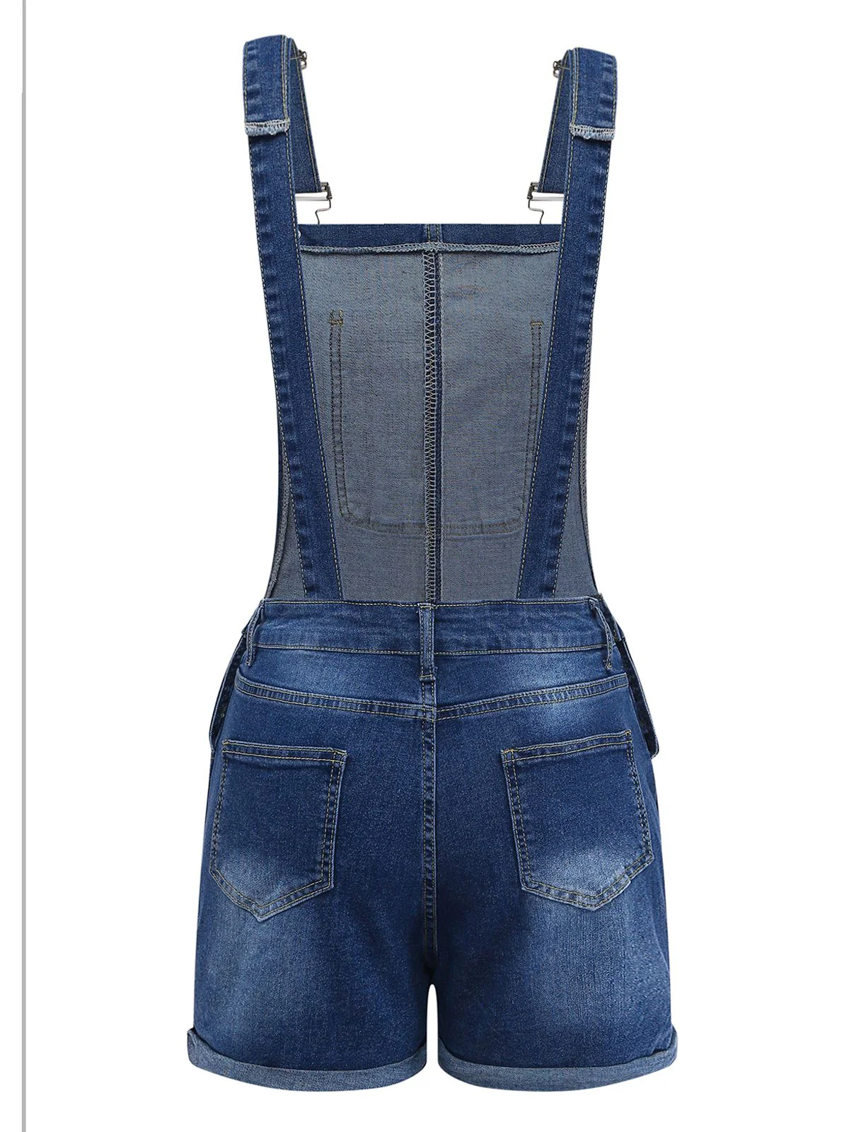 1970s Stretch Ripped Denim Overall Romper - Image 3