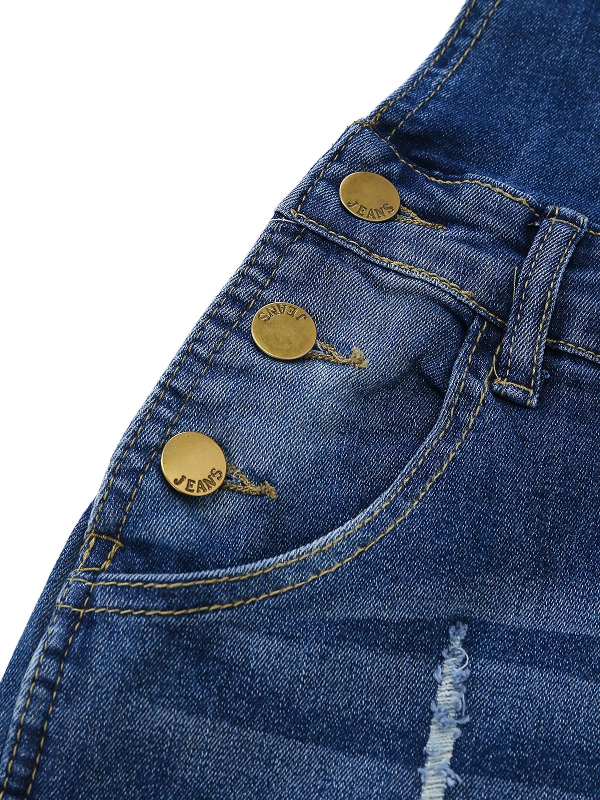 1970s Stretch Ripped Denim Overall Romper - Image 4
