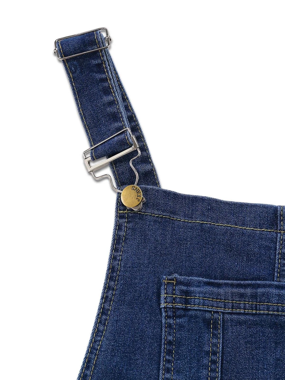 1970s Stretch Ripped Denim Overall Romper - Image 6