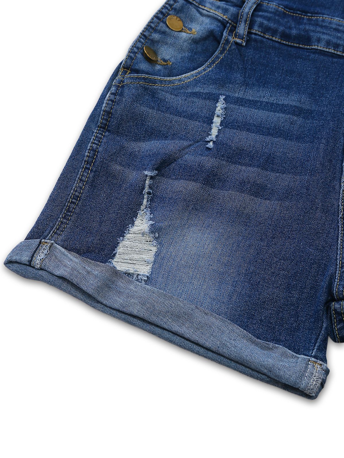 1970s Stretch Ripped Denim Overall Romper - Image 7