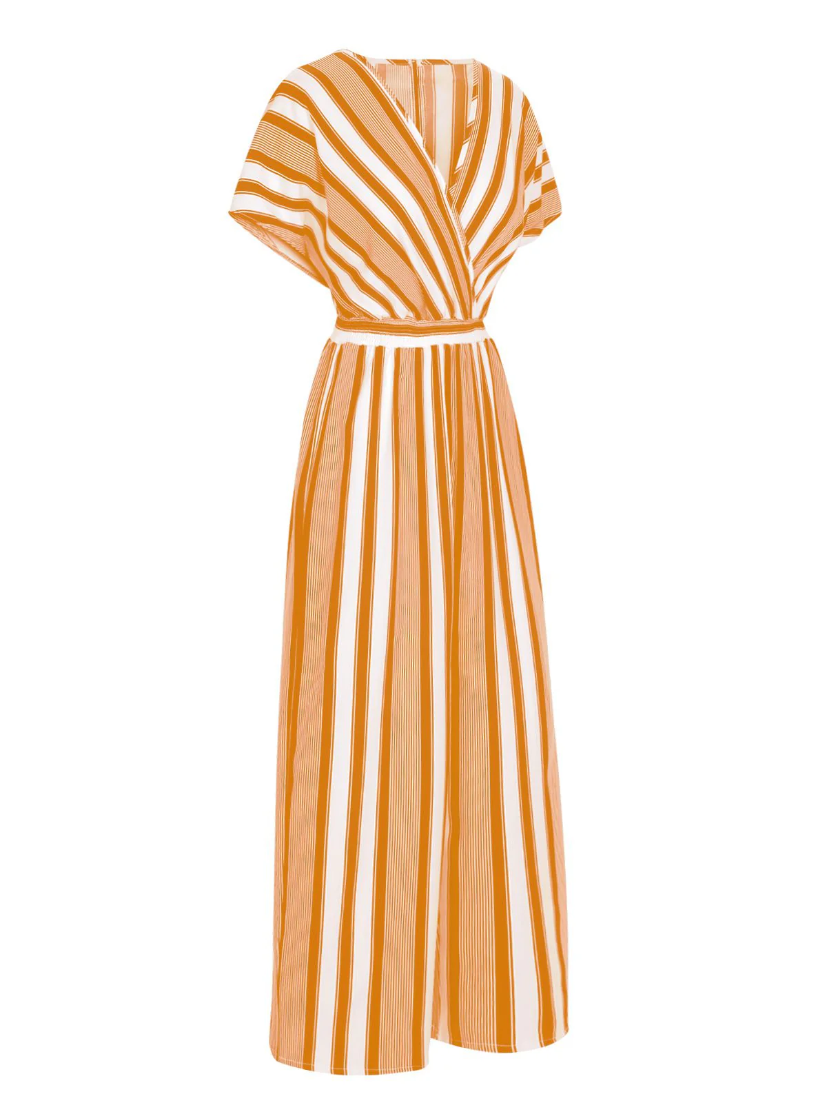 1970s V-Neck Contrast Stripes Jumpsuit - Image 10