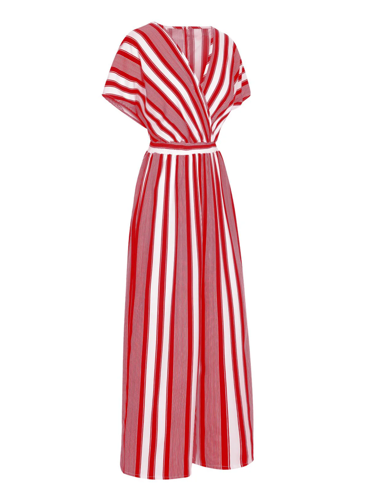 1970s V-Neck Contrast Stripes Jumpsuit - Image 2