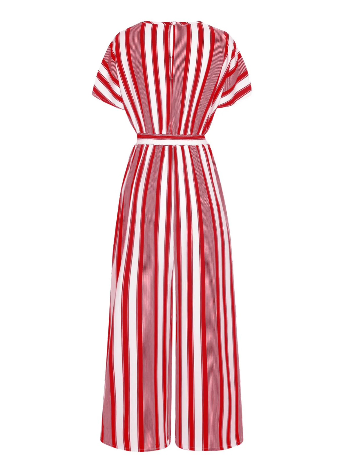1970s V-Neck Contrast Stripes Jumpsuit - Image 3