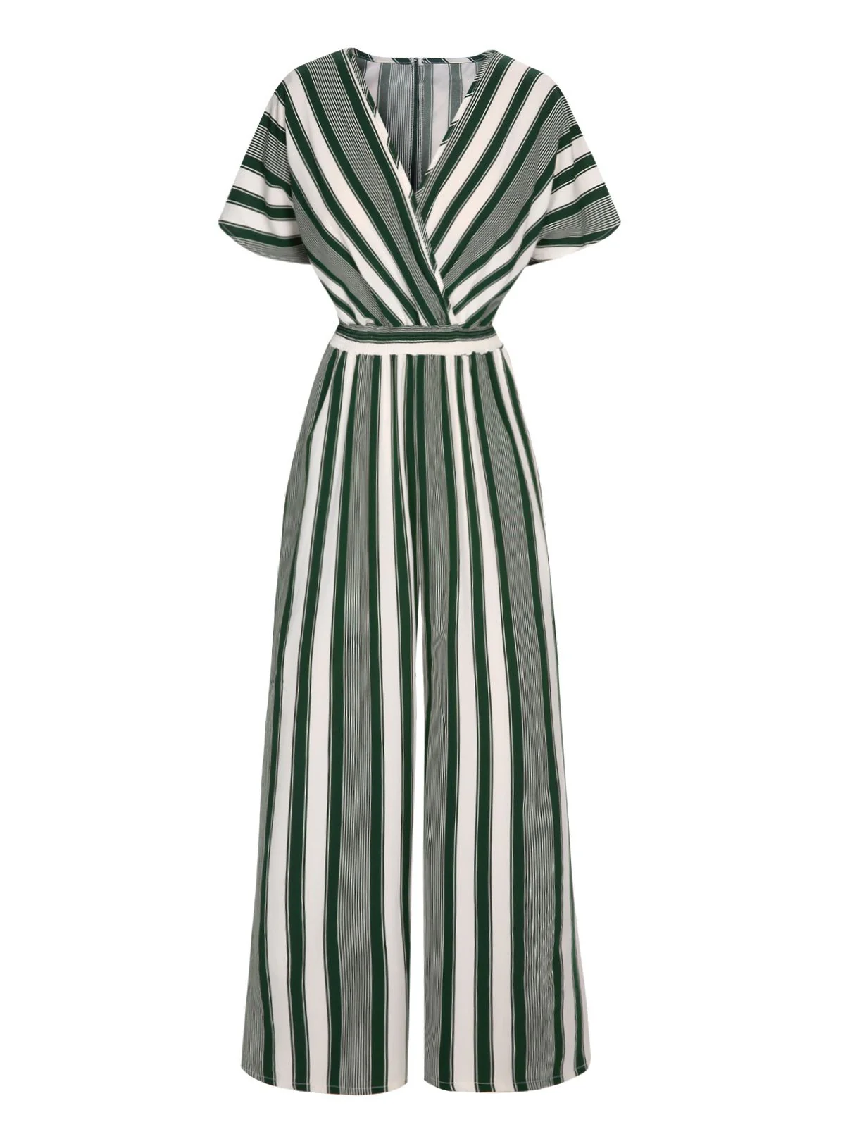 1970s V-Neck Contrast Stripes Jumpsuit - Image 5