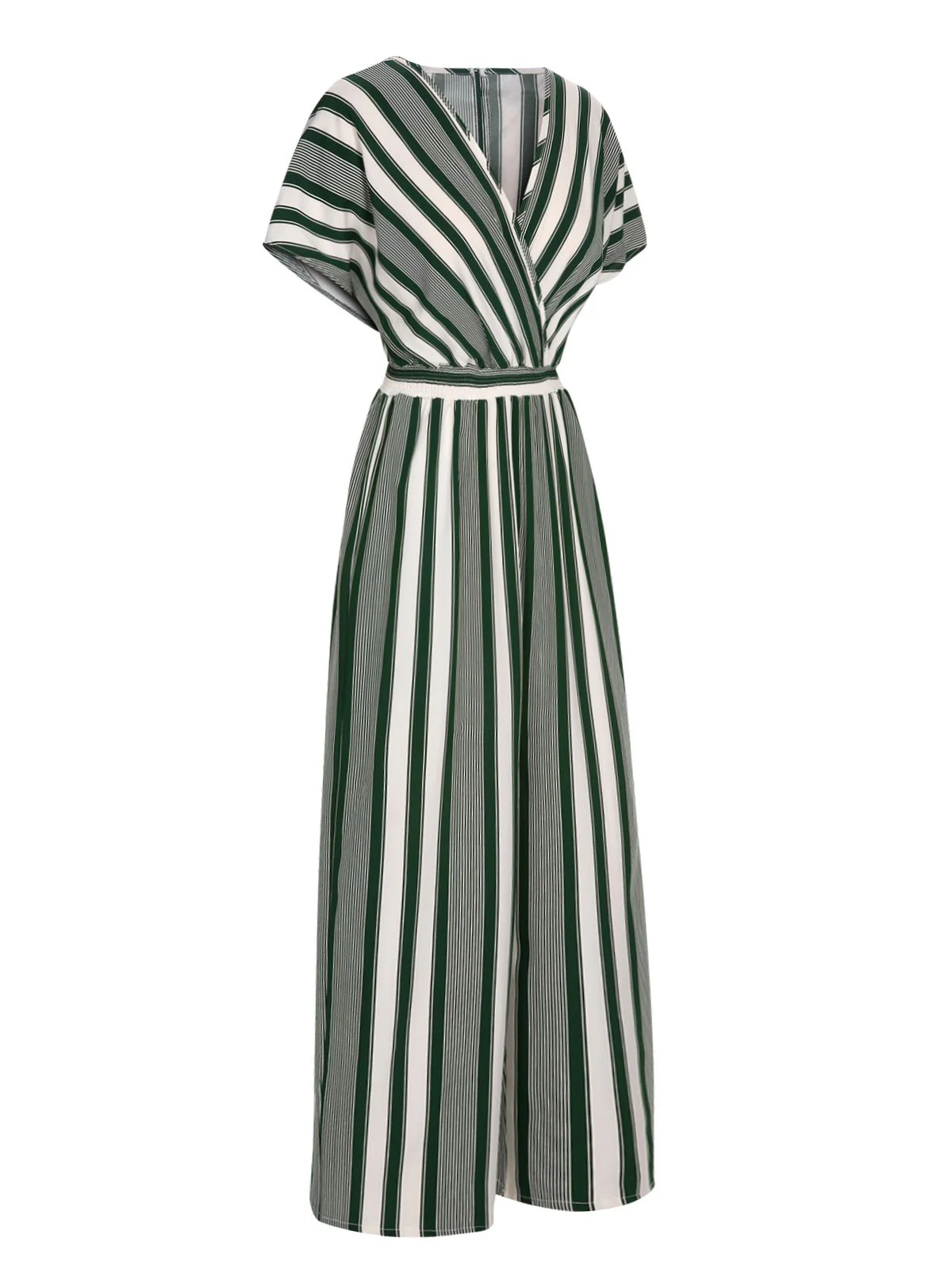 1970s V-Neck Contrast Stripes Jumpsuit - Image 6