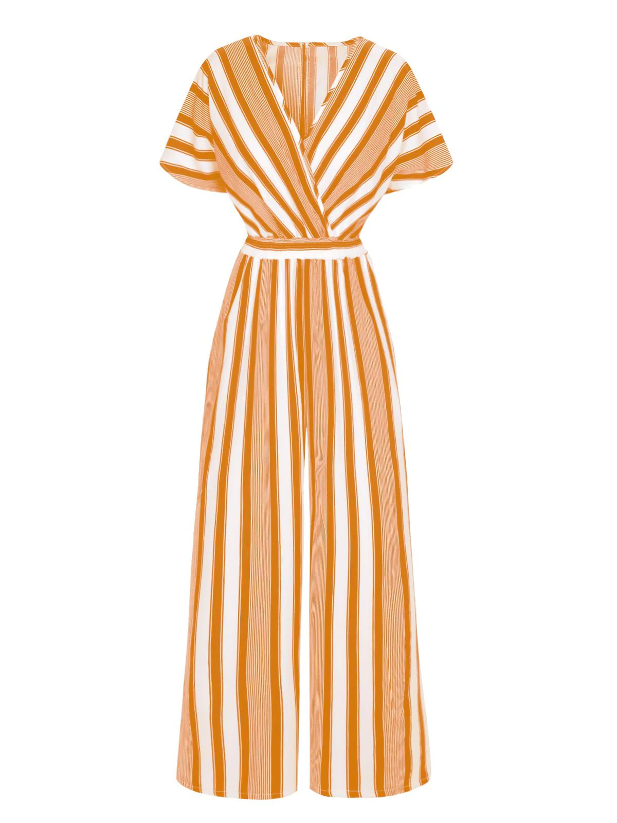 1970s V-Neck Contrast Stripes Jumpsuit - Image 9
