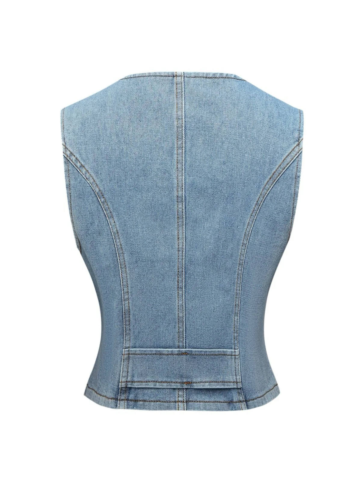 1970s V-Neck Denim Cropped Vest - Image 2