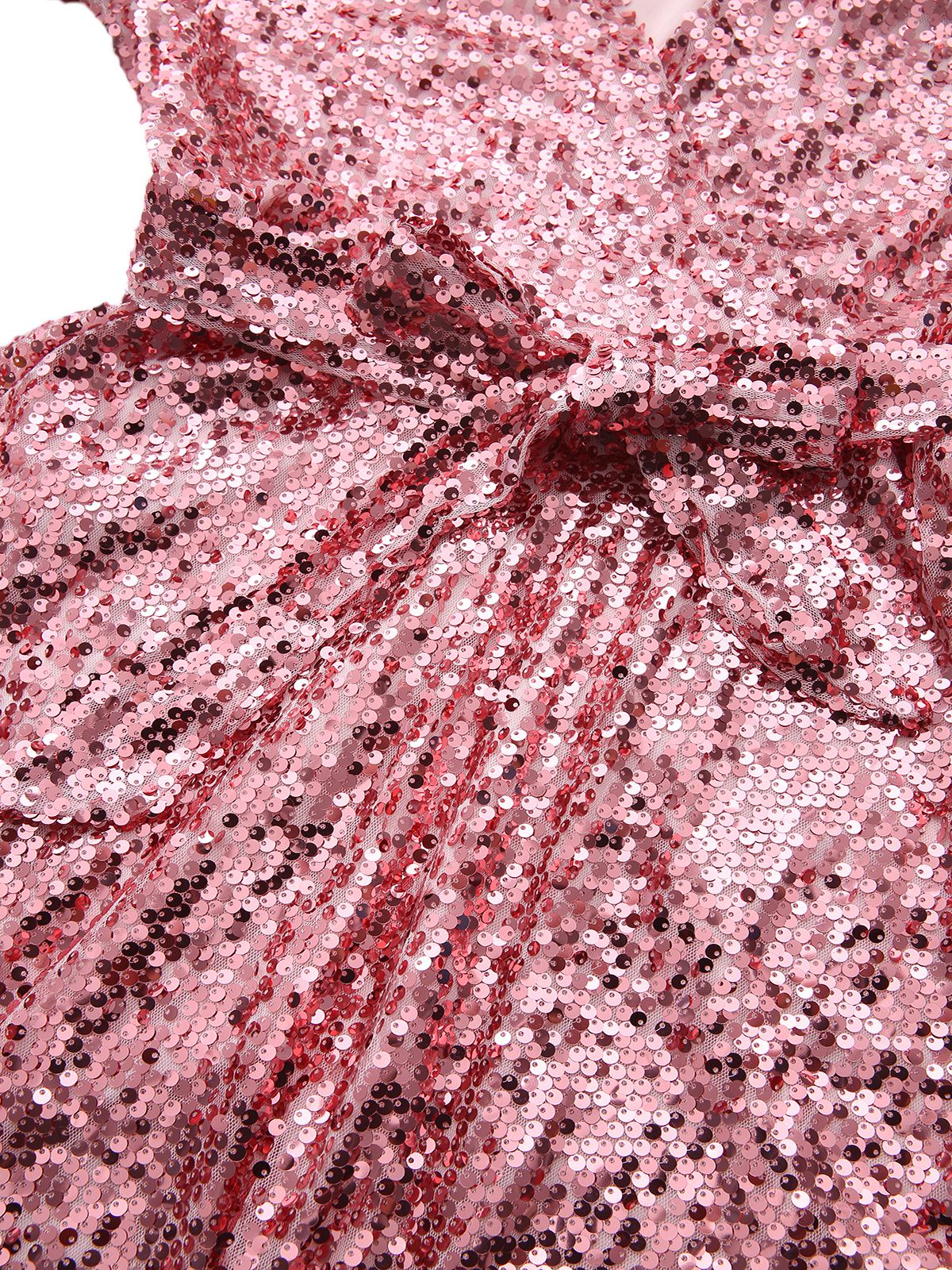1970s V-Neck Flare Sleeve Sequined Disco Dress - Image 4