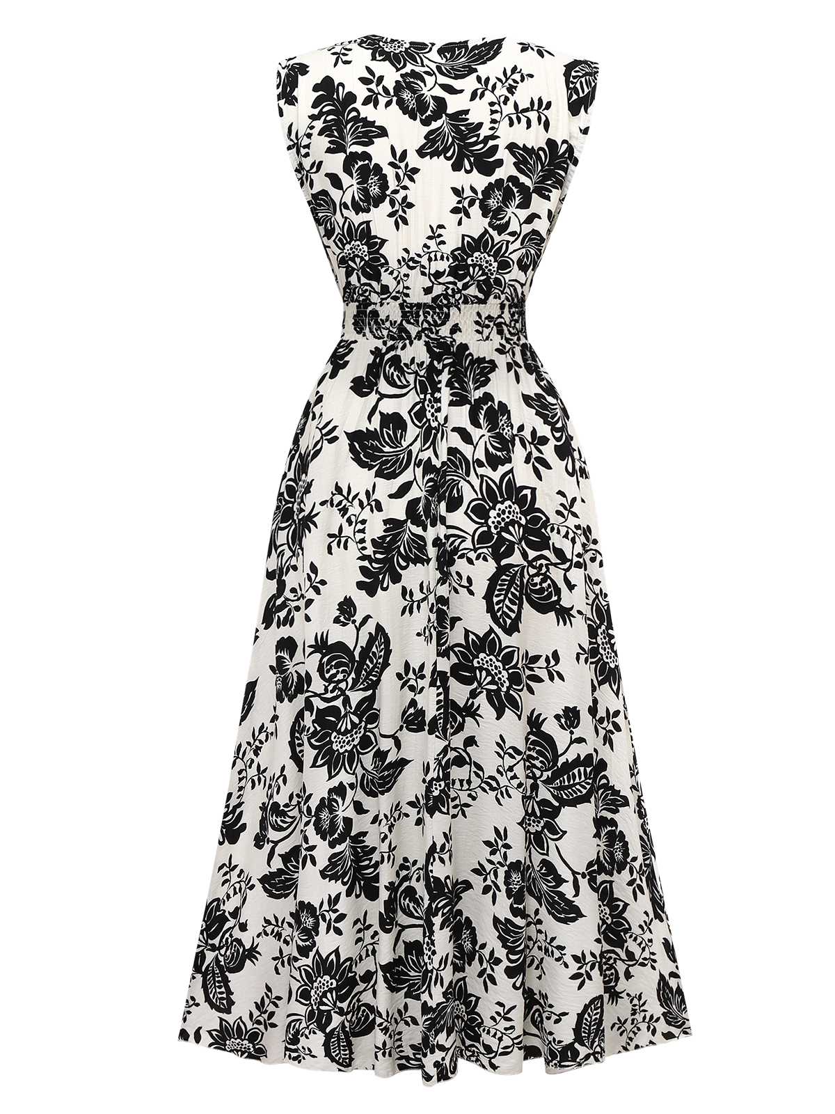 1970s V-Neck Floral Cap Sleeve Midi Dress - Image 2