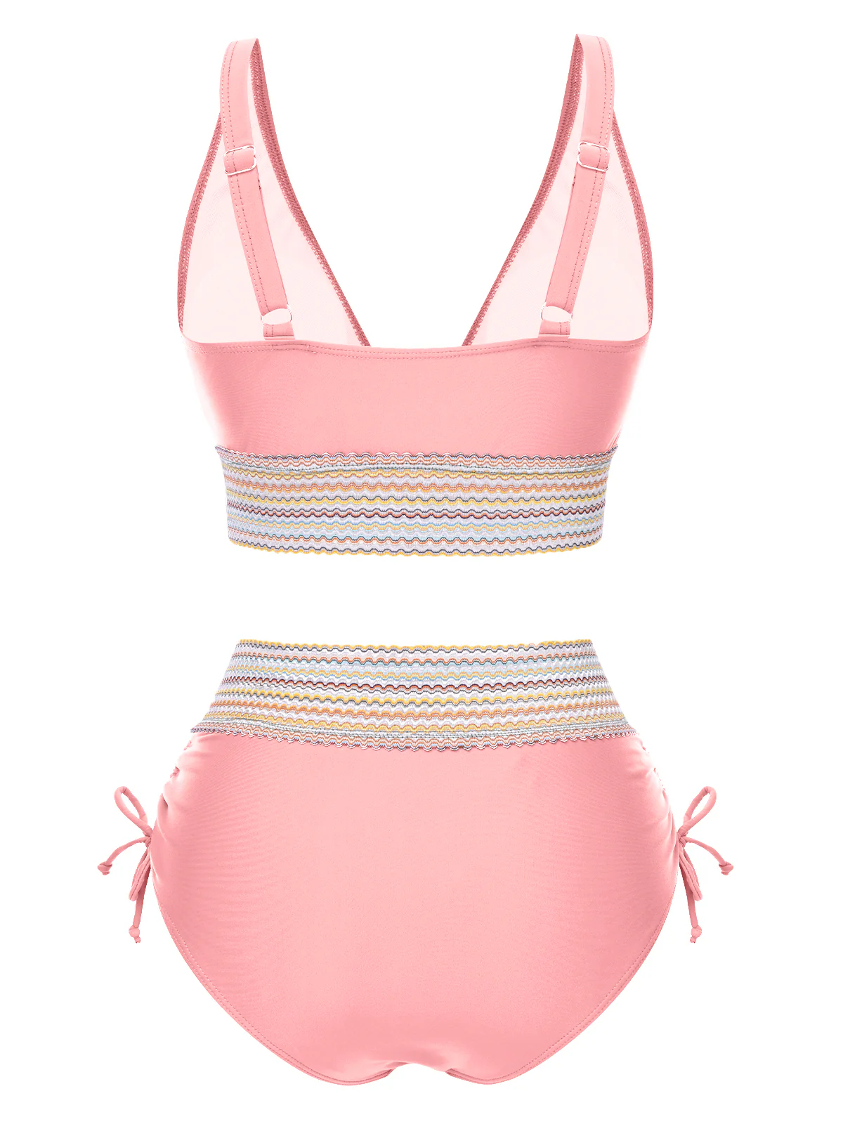 1970s V-Neck Patchwork High-Waist Bikini - Image 15