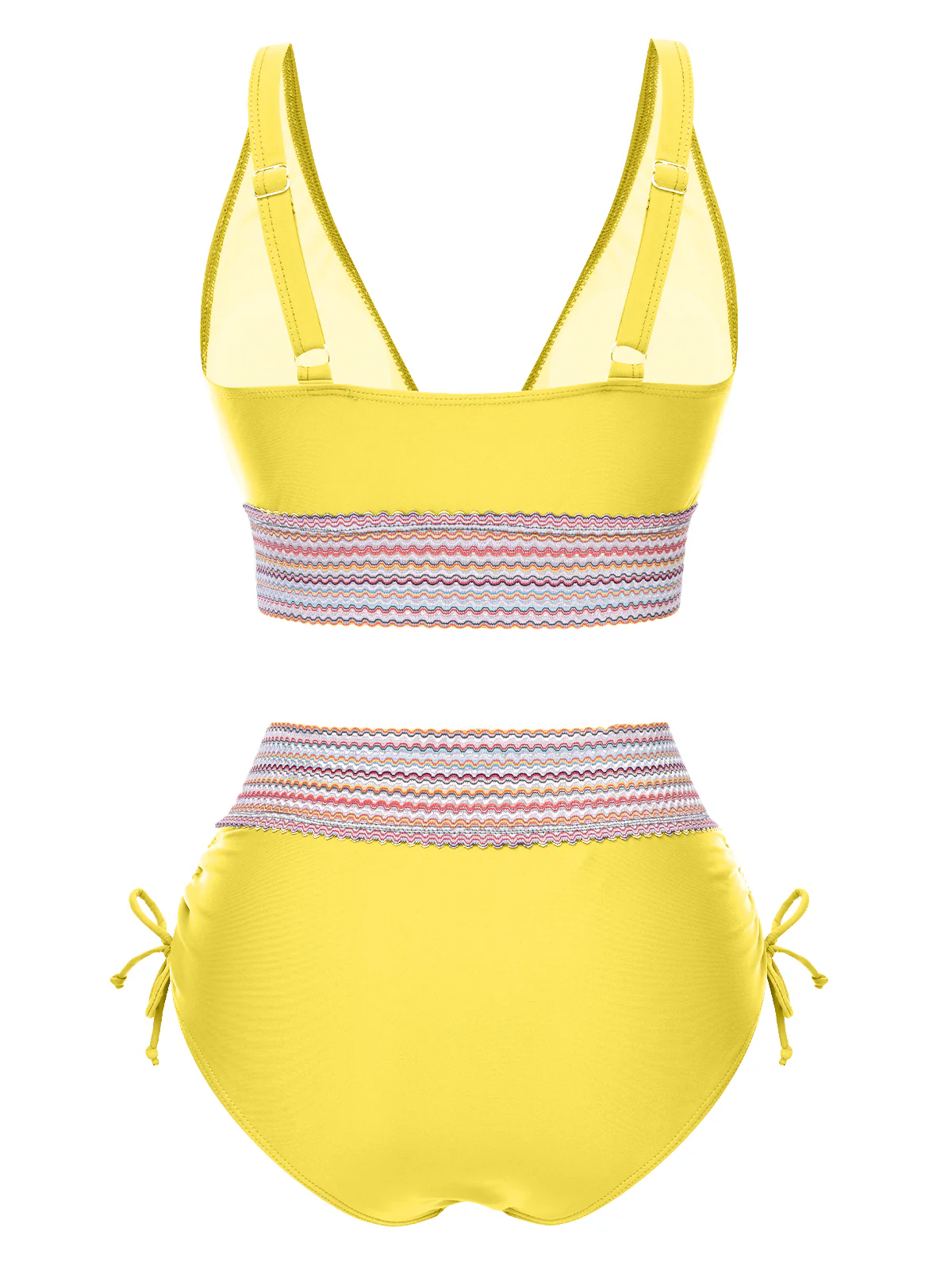 1970s V-Neck Patchwork High-Waist Bikini - Image 15