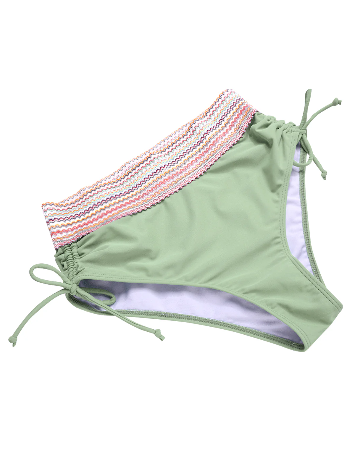 1970s V-Neck Patchwork High-Waist Bikini - Image 4