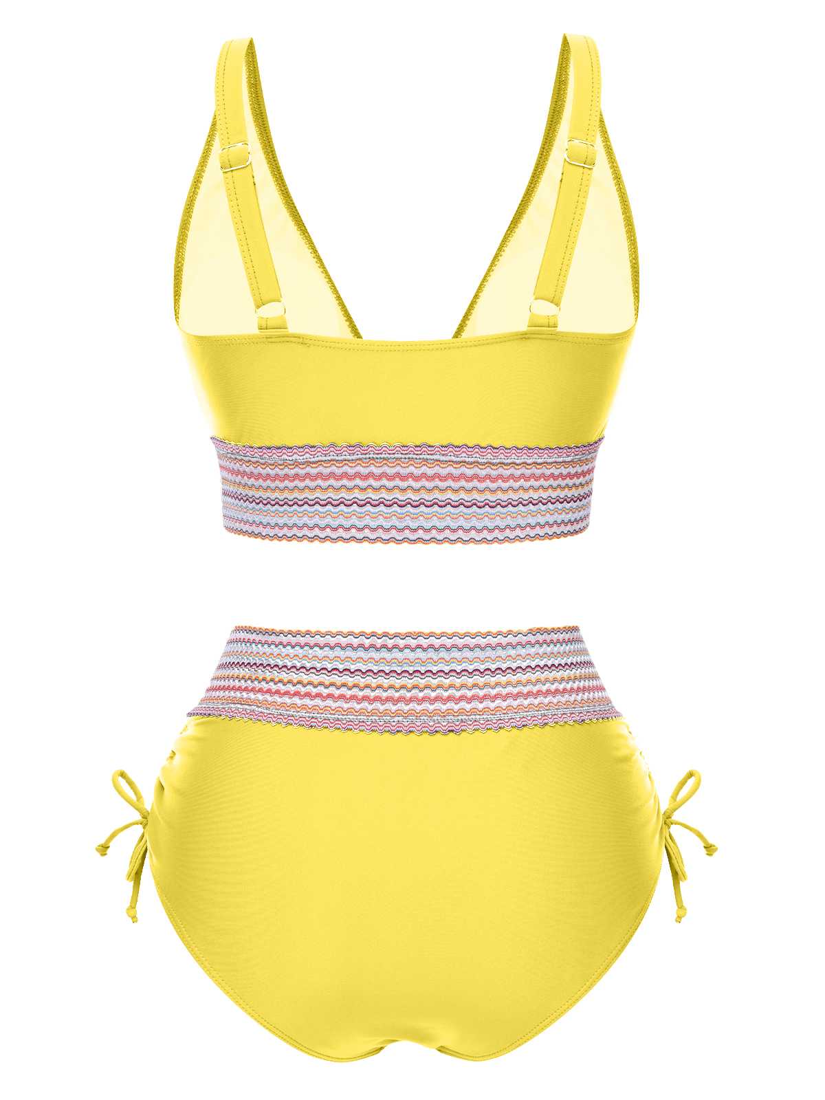 1970s V-Neck Patchwork High-Waist Bikini - Image 11