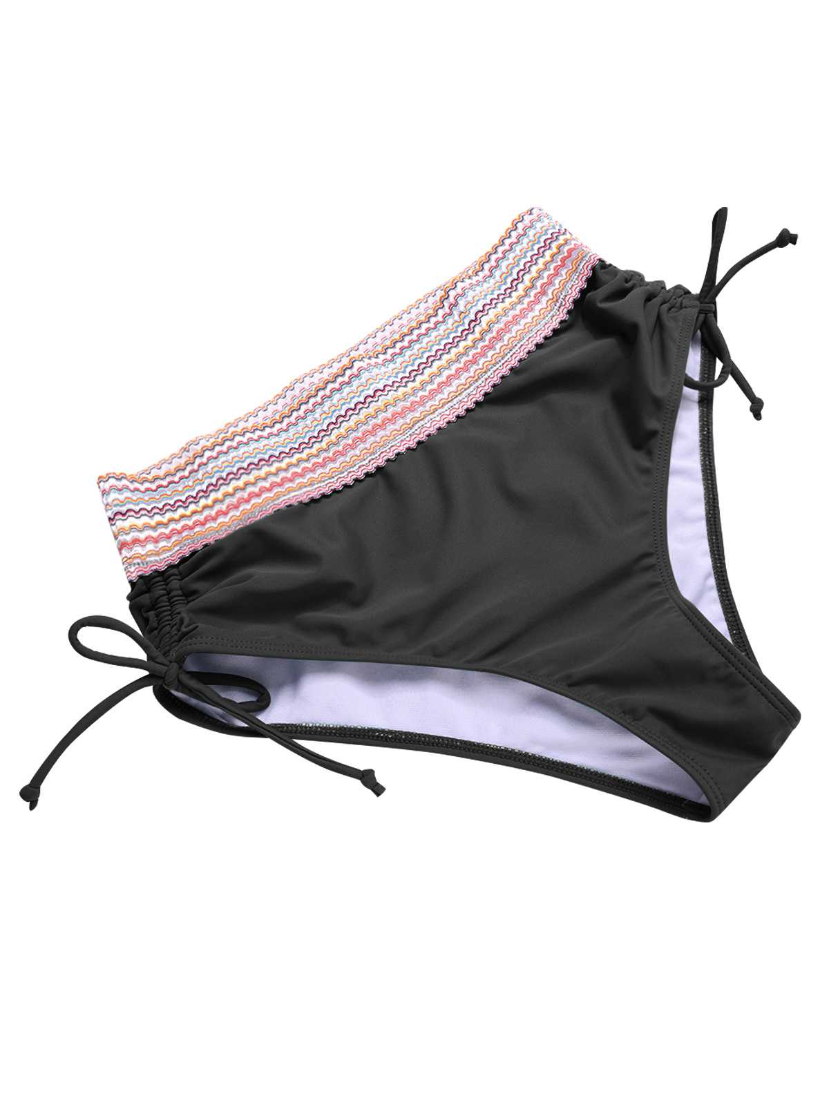 1970s V-Neck Patchwork High-Waist Bikini - Image 8