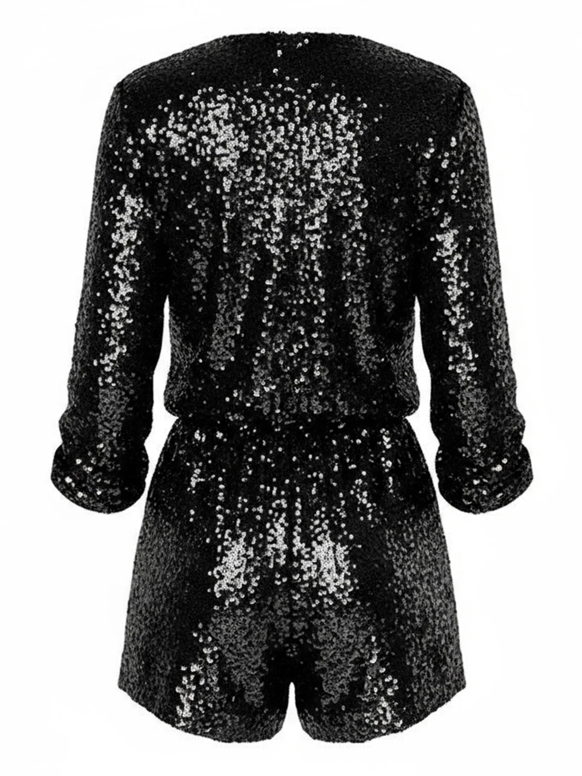 1970s V-Neck Sequin Long Sleeve Romper - Image 5