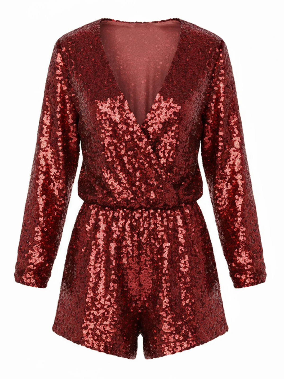 1970s V-Neck Sequin Long Sleeve Romper - Image 6