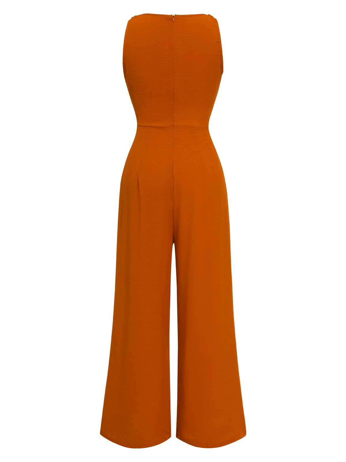 1970s V-Neck Tie-Front Solid Jumpsuit - Image 2