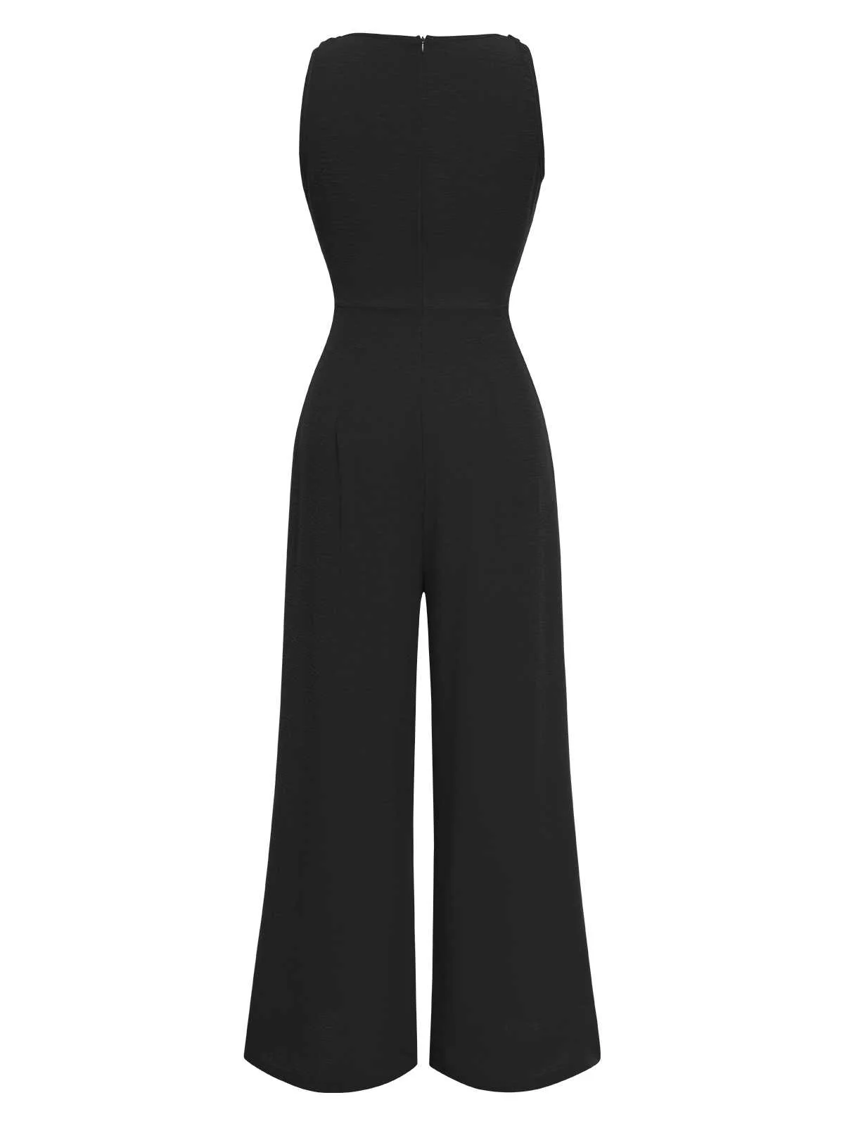 1970s V-Neck Tie-Front Solid Jumpsuit - Image 6