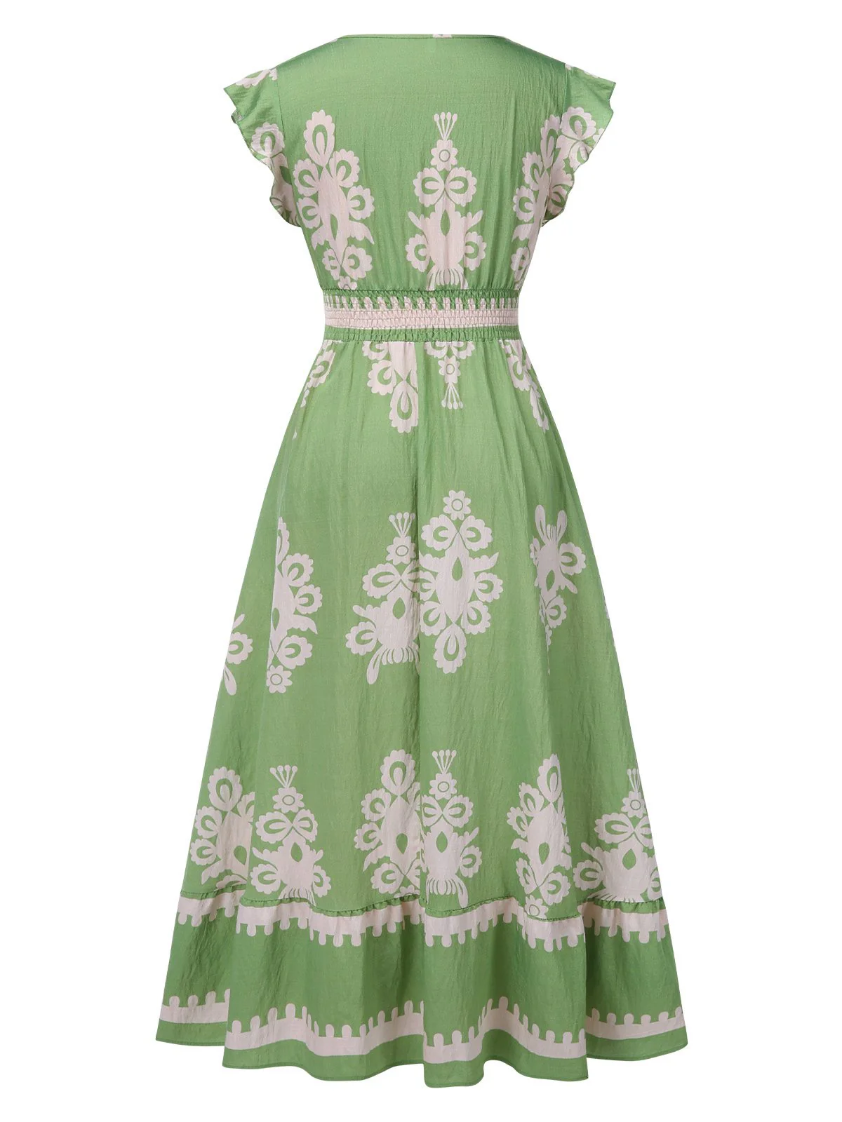 1970s V-Neck Tribal Pattern Bohemian Dress - Image 7